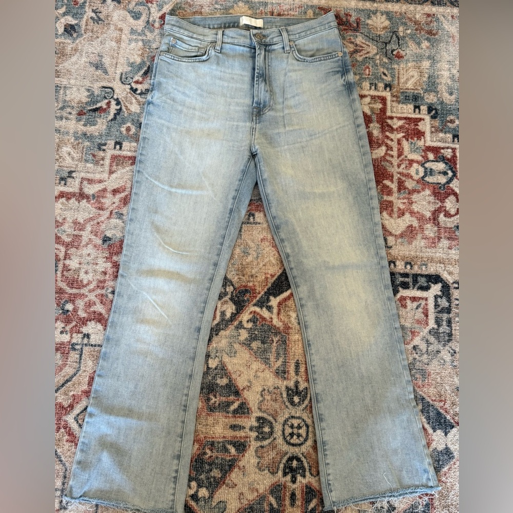 7 For All Mankind High Waist Slim Kick Jeans - Light Blue